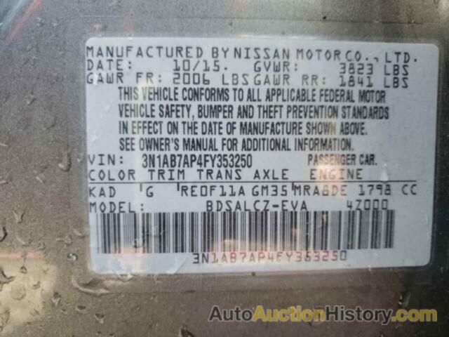 NISSAN SENTRA S, 3N1AB7AP4FY353250