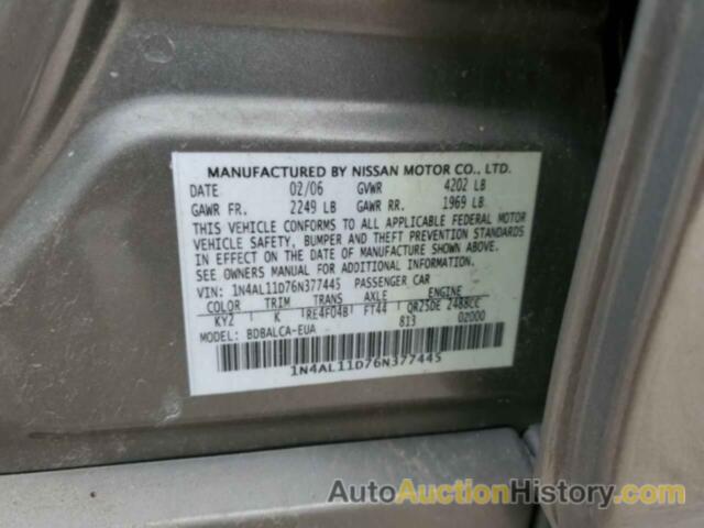 NISSAN ALTIMA S, 1N4AL11D76N377445