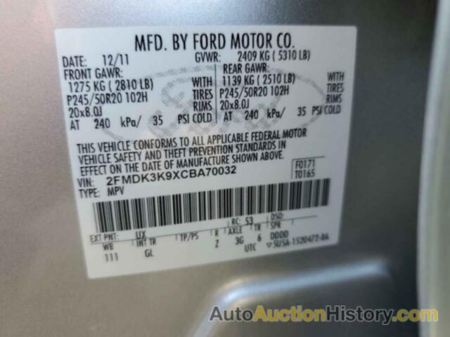 FORD EDGE LIMITED, 2FMDK3K9XCBA70032