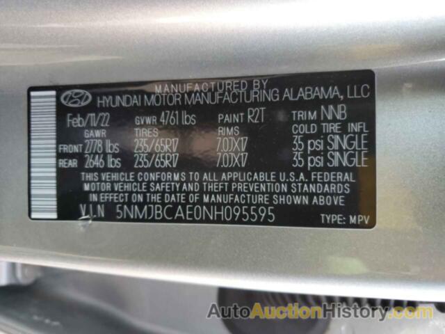 HYUNDAI TUCSON SEL, 5NMJBCAE0NH095595