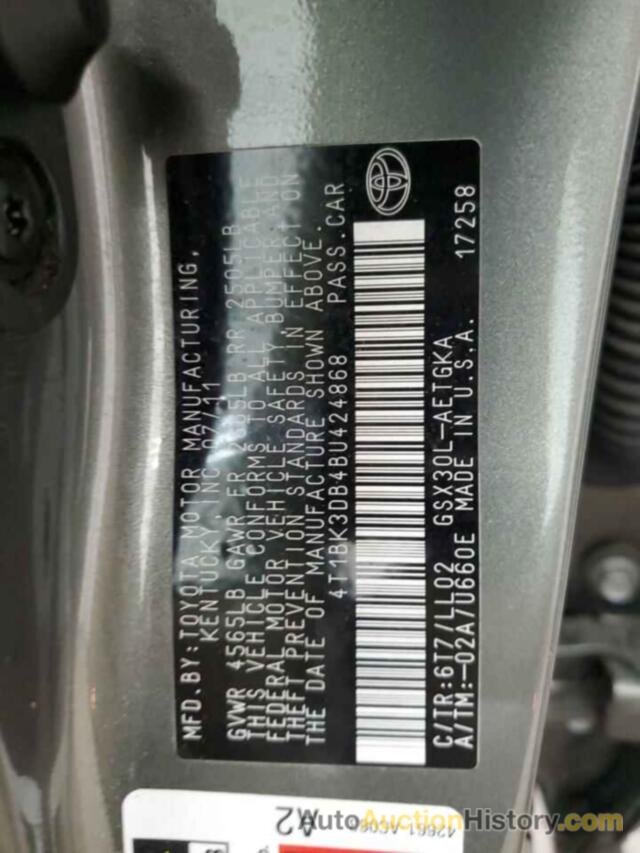 TOYOTA AVALON BASE, 4T1BK3DB4BU424868