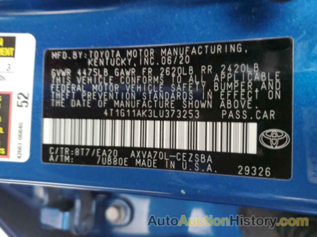 TOYOTA CAMRY SE, 4T1G11AK3LU373253