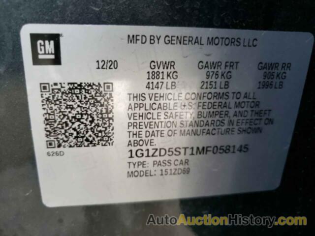 CHEVROLET MALIBU LT, 1G1ZD5ST1MF058145