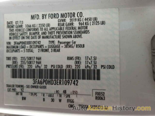 FORD FUSION SE, 3FA6P0HD3ER109742