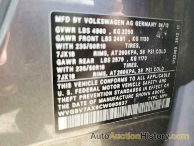 VOLKSWAGEN TIGUAN S, WVGBV7AX9CW095637