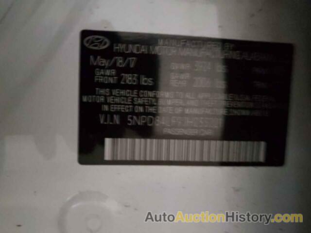 HYUNDAI ELANTRA SEL, 5NPD84LF9JH233221