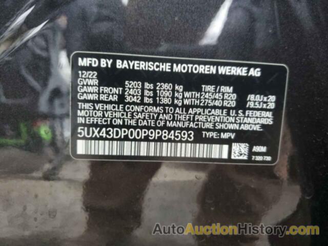 BMW X3 SDRIVE30I, 5UX43DP00P9P84593