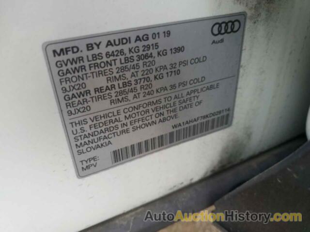 AUDI Q7 PREMIUM, WA1AHAF78KD029114