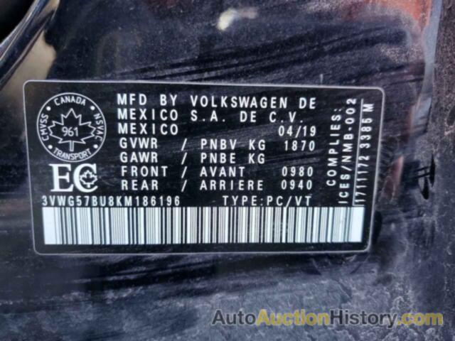 VOLKSWAGEN JETTA SEL PREMIUM, 3VWG57BU8KM186196