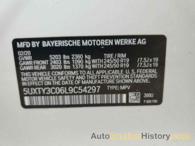 BMW X3 SDRIVE30I, 5UXTY3C06L9C54297