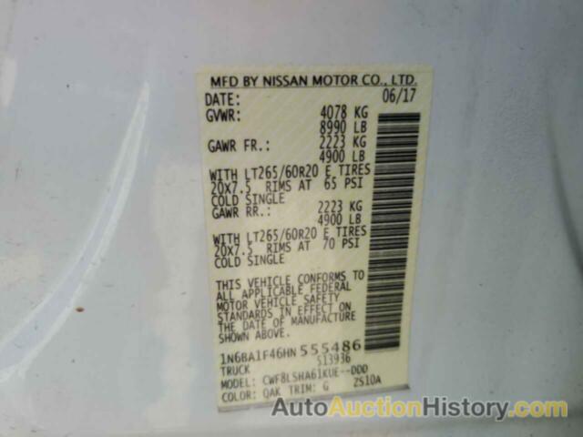 NISSAN TITAN SL, 1N6BA1F46HN555486