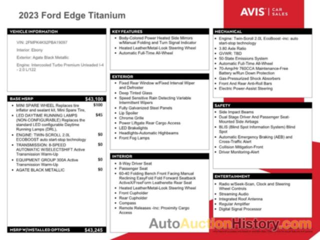 FORD EDGE TITANIUM, 2FMPK4K92PBA19097