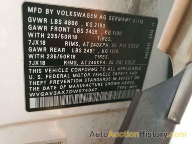 VOLKSWAGEN TIGUAN S, WVGAV3AX7DW074047