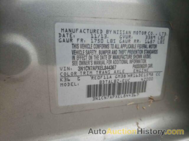 NISSAN VERSA S, 3N1CN7APXEL844367