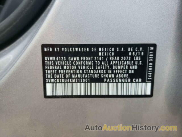 VOLKSWAGEN JETTA S, 3VWCB7BU4KM212901