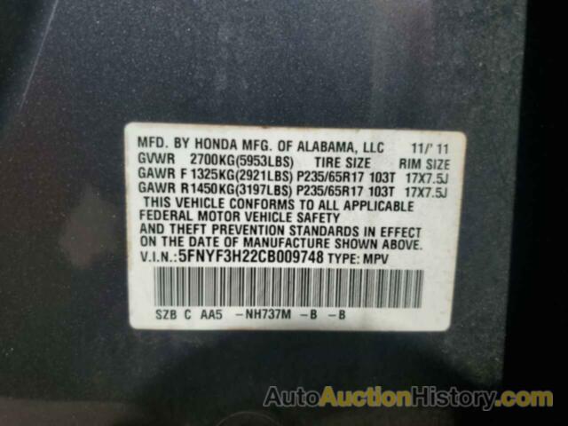 HONDA PILOT LX, 5FNYF3H22CB009748