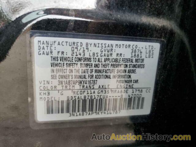 NISSAN SENTRA S, 3N1AB7AP9KY416787