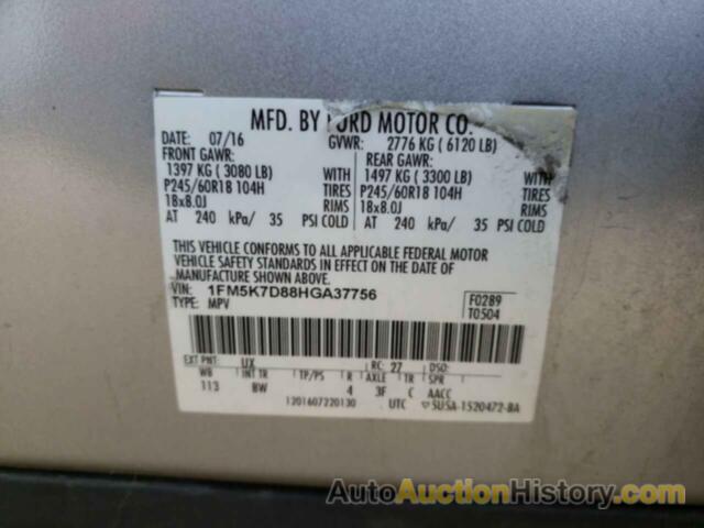 FORD EXPLORER XLT, 1FM5K7D88HGA37756