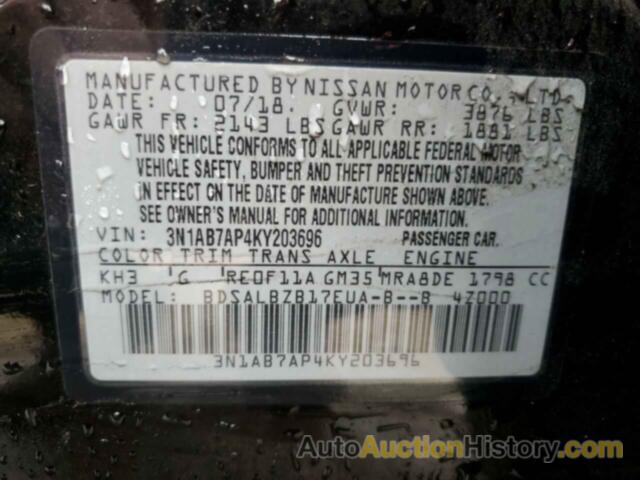 NISSAN SENTRA S, 3N1AB7AP4KY203696