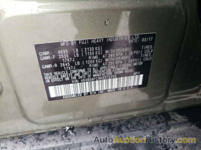 SUBARU OUTBACK 2.5I PREMIUM, 4S4BSAFC9H3372260