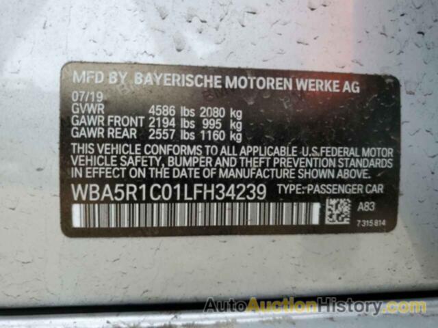 BMW 3 SERIES, WBA5R1C01LFH34239