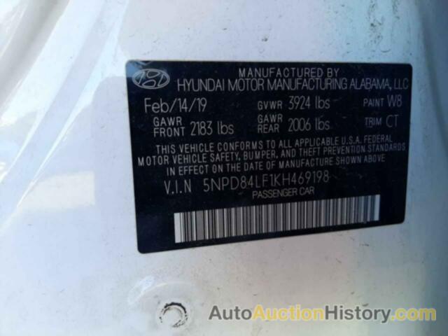 HYUNDAI ELANTRA SEL, 5NPD84LF1KH469198