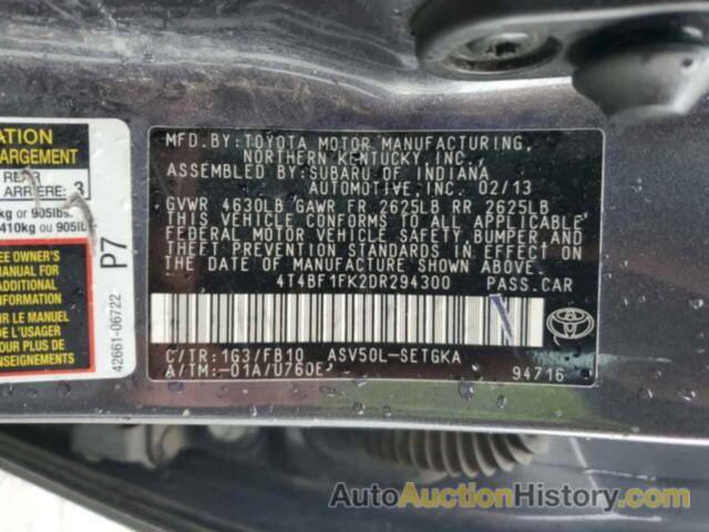 TOYOTA CAMRY L, 4T4BF1FK2DR294300