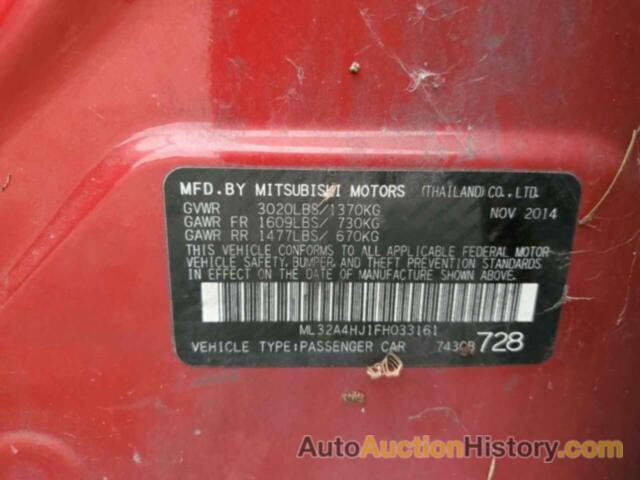 MITSUBISHI MIRAGE ES, ML32A4HJ1FH033161