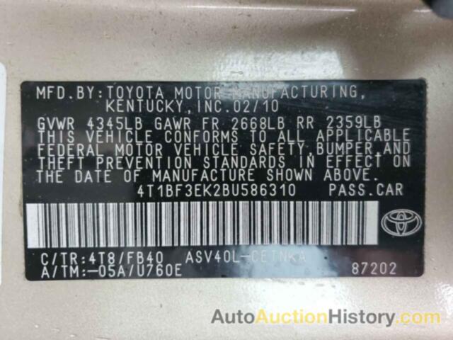 TOYOTA CAMRY BASE, 4T1BF3EK2BU586310