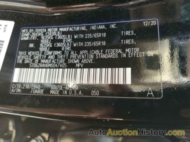 TOYOTA HIGHLANDER XLE, 5TDGZRAH6MS047405