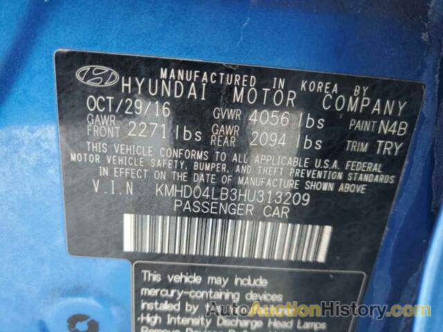 HYUNDAI ELANTRA SPORT, KMHD04LB3HU313209