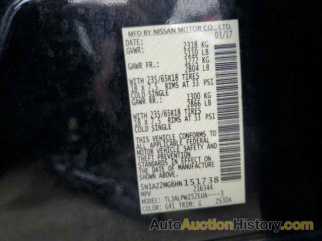 NISSAN MURANO S, 5N1AZ2MG6HN151738