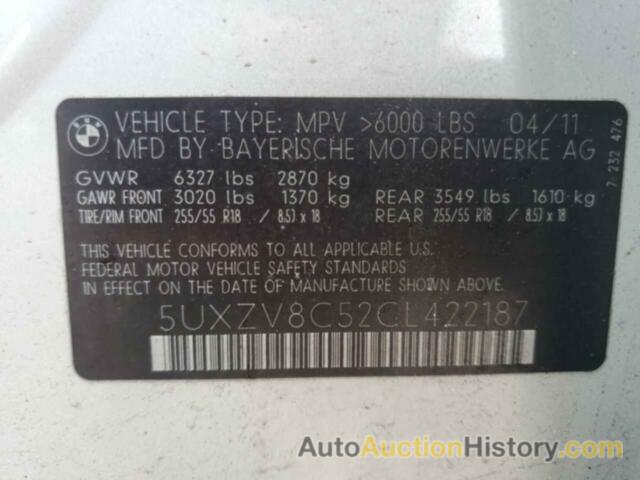 BMW X5 XDRIVE50I, 5UXZV8C52CL422187