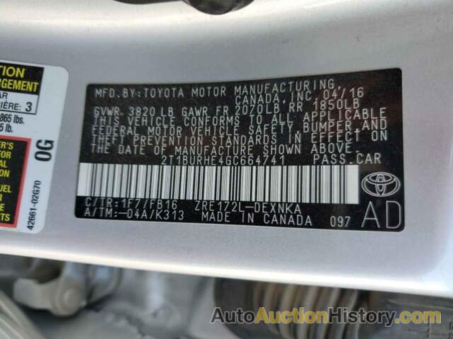 TOYOTA COROLLA L, 2T1BURHE4GC664741