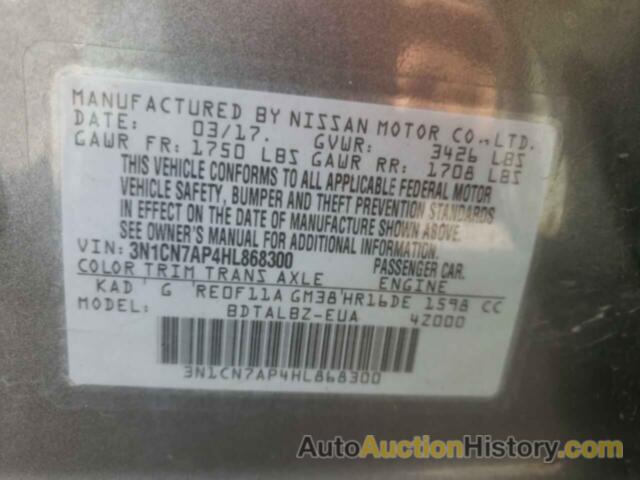 NISSAN VERSA S, 3N1CN7AP4HL868300