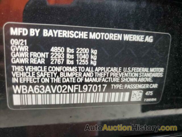 BMW 4 SERIES GRAN COUPE, WBA63AV02NFL97017