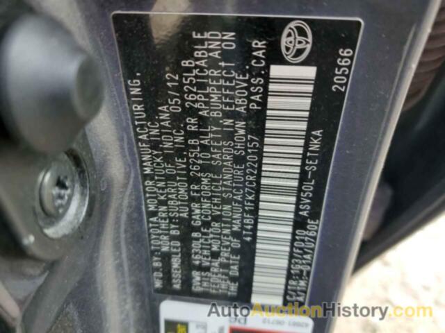 TOYOTA CAMRY BASE, 4T4BF1FK7CR220157