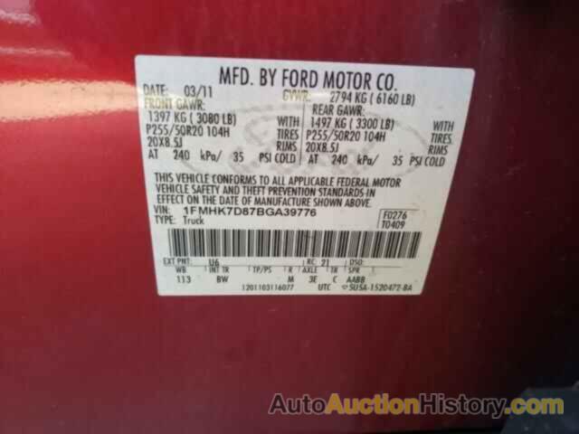 FORD EXPLORER XLT, 1FMHK7D87BGA39776