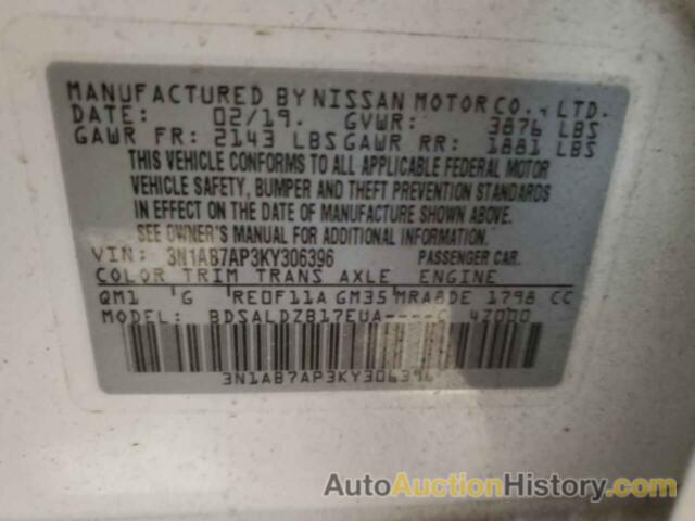 NISSAN SENTRA S, 3N1AB7AP3KY306396