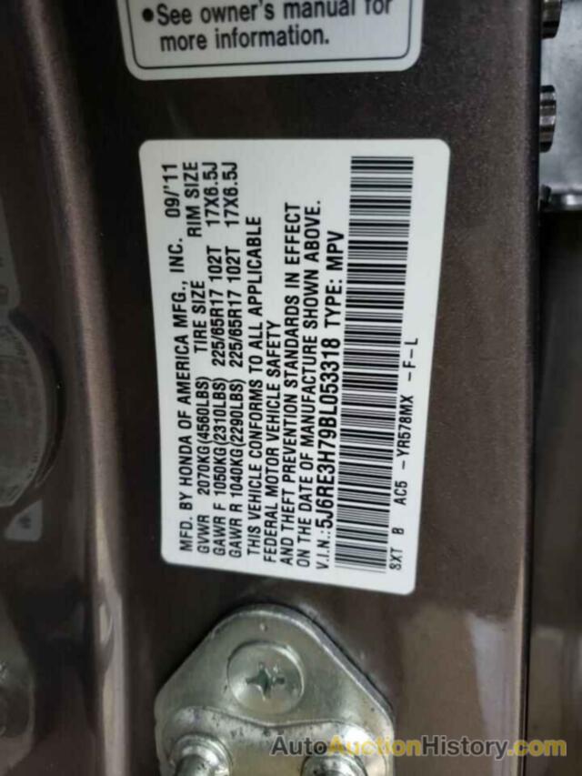 HONDA CRV EXL, 5J6RE3H79BL053318