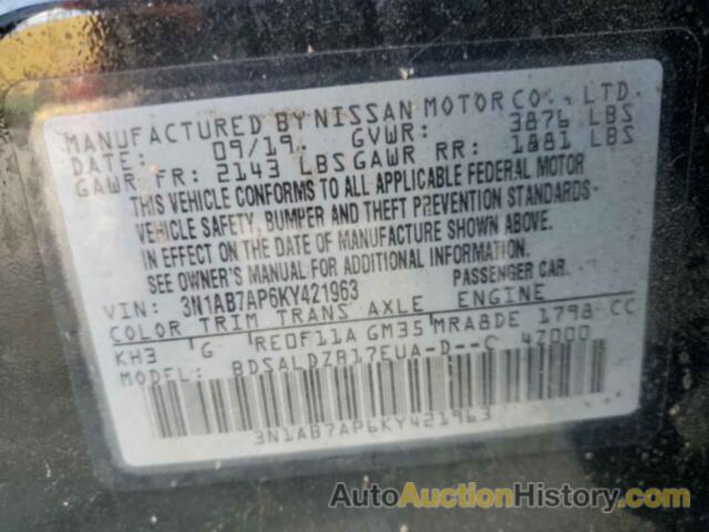 NISSAN SENTRA S, 3N1AB7AP6KY421963