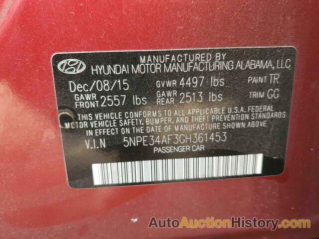 HYUNDAI SONATA SPORT, 5NPE34AF3GH361453