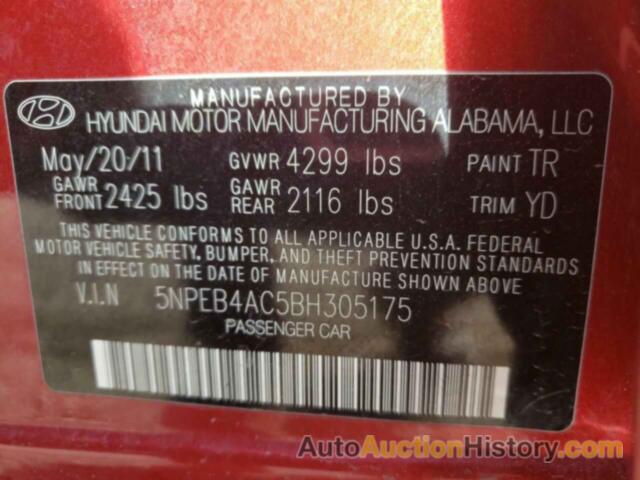 HYUNDAI SONATA GLS, 5NPEB4AC5BH305175