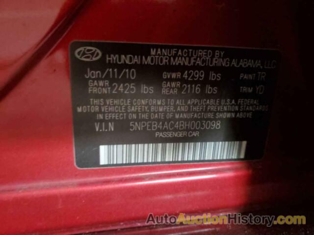 HYUNDAI SONATA GLS, 5NPEB4AC4BH003098