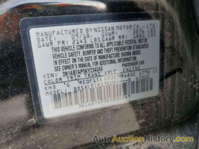 NISSAN SENTRA S, 3N1AB7AP5KY234049