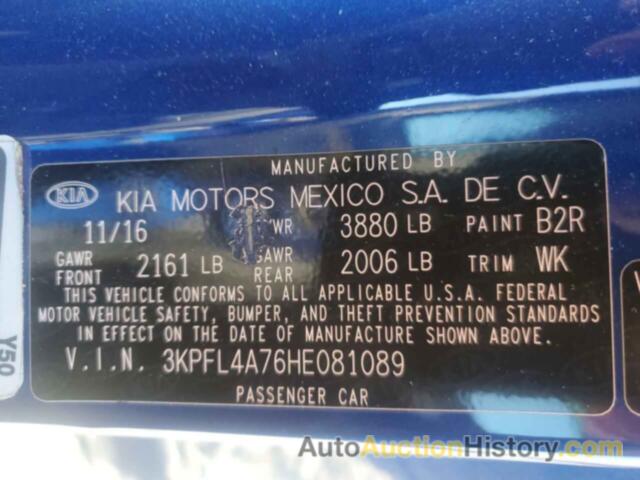 KIA FORTE LX, 3KPFL4A76HE081089