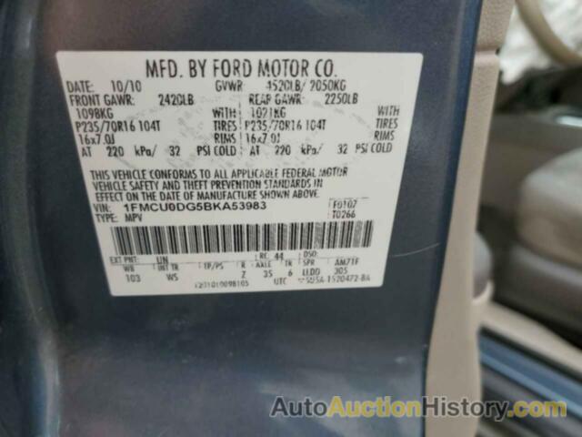 FORD ESCAPE XLT, 1FMCU0DG5BKA53983