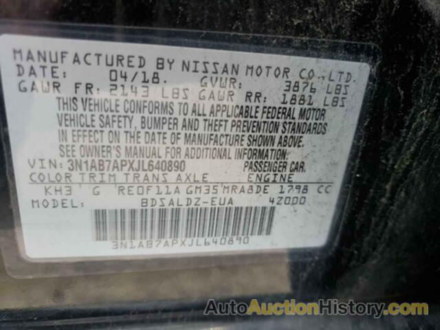 NISSAN SENTRA S, 3N1AB7APXJL640890