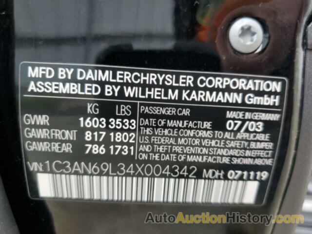 CHRYSLER CROSSFIRE LIMITED, 1C3AN69L34X004342