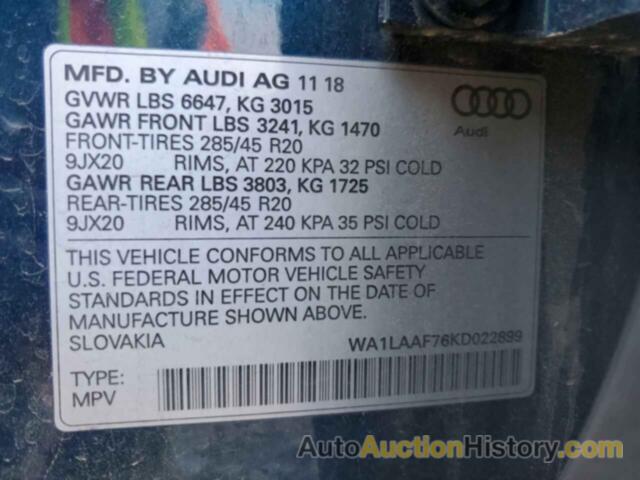 AUDI Q7 PREMIUM PLUS, WA1LAAF76KD022899